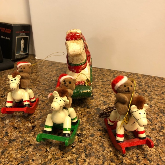 Rocking Horses; 3 teddy bear ornaments and one candle - Picture 4 of 16